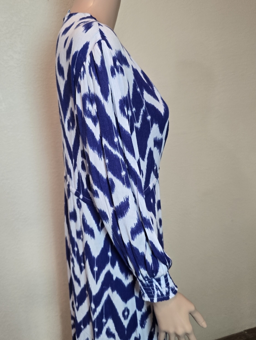 Blue Island Women's Blue/White Boho Flowy Tie Front Beach Cover Up Size Small - Picture 7 of 11